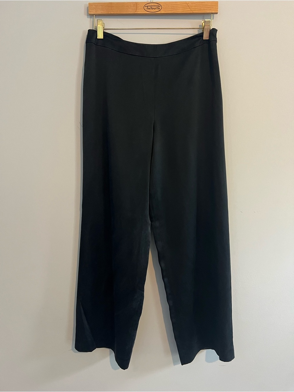 Talbots Black Wide-Leg 100% Silk Trousers Women's Size 8